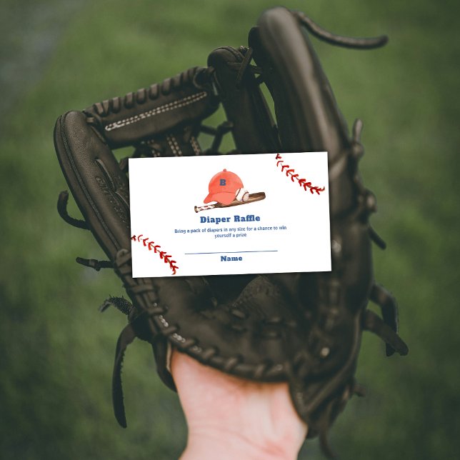 Retro Slugger Baseball Diaper Raffle Baby Shower  Begleitkarte (Retro Slugger Baseball Diaper Raffle Baby Shower Enclosure Card)