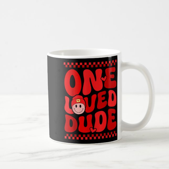 Retro Smile Face One Loved Dude Valentines Day Men Kaffeetasse (Rechts)