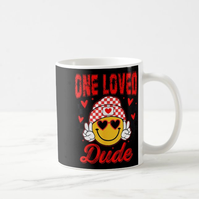 Retro Smile Face One Loved Dude Valentines Day Men Kaffeetasse (Rechts)