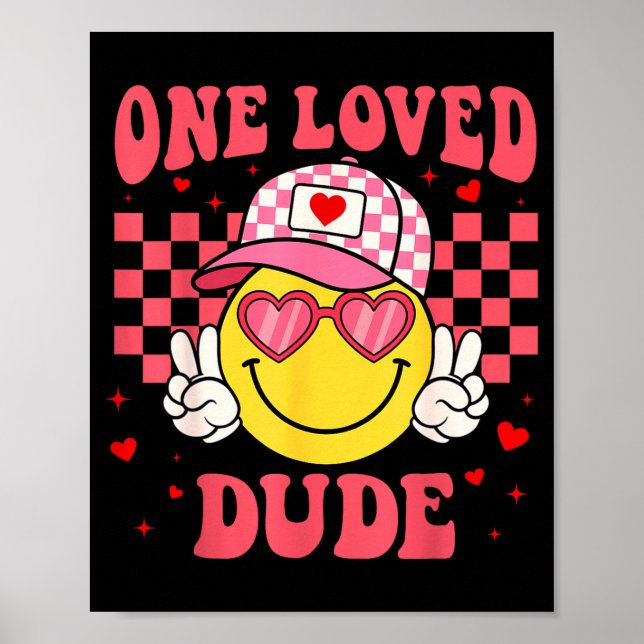 Retro Smile Face One Loved Dude Valentines Day Men Poster (Vorne)