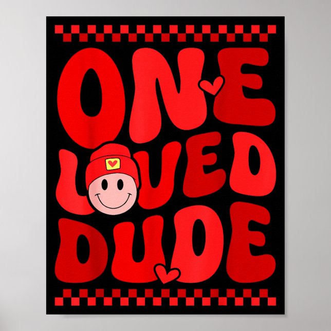 Retro Smile Face One Loved Dude Valentines Day Men Poster (Vorne)