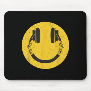 Retro Smile Music Face Kopfhörer 90er Männer Fraue Mousepad