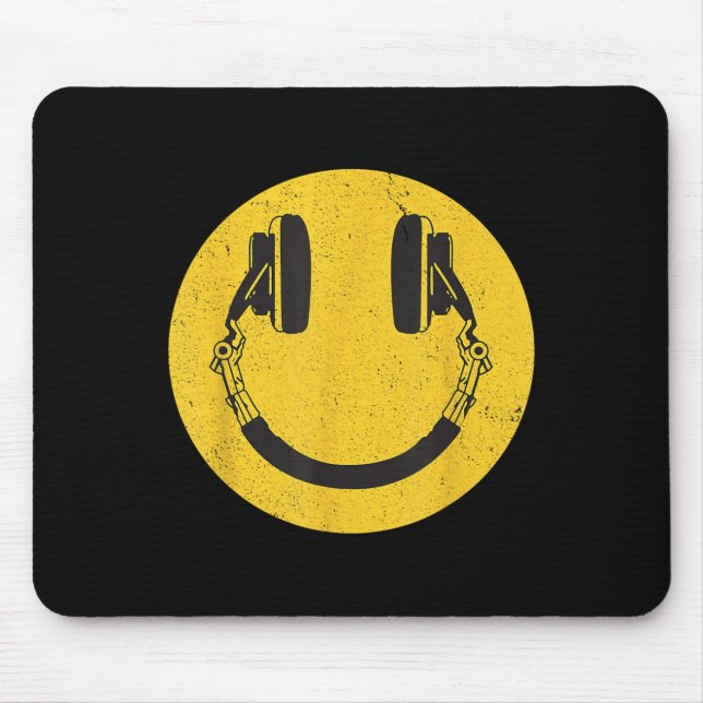 Retro Smile Music Face Kopfhörer 90er Männer Fraue Mousepad (Vorne)
