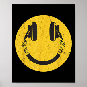 Retro Smile Music Face Kopfhörer 90er Männer Fraue Poster
