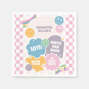 Retro Smiles Pastel Groovy Birthday Serviette