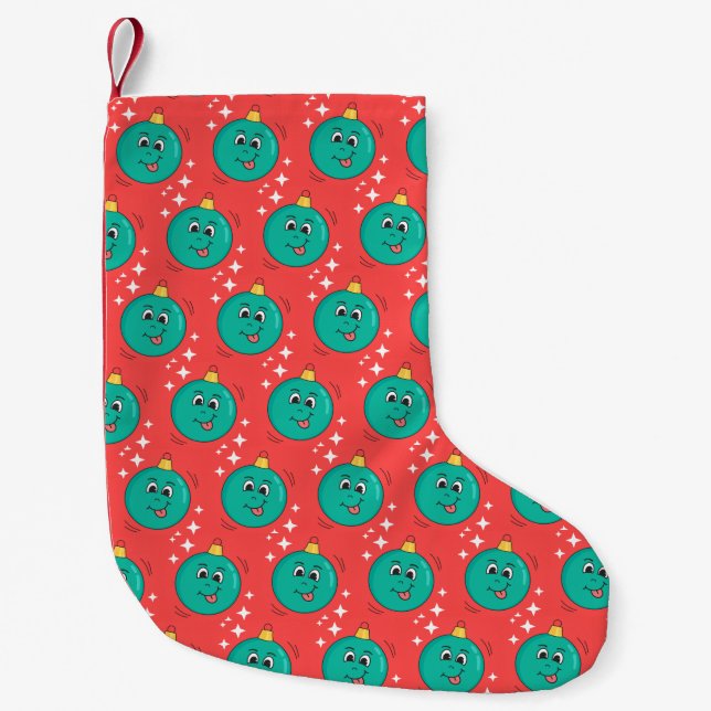 Retro Smiley Cartoon Kleiner Weihnachtsstrumpf (Vorderseite)