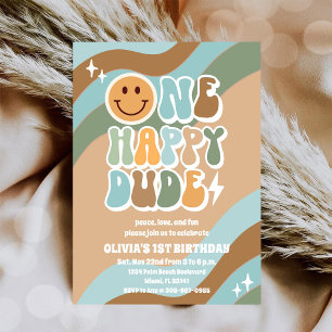 Retro-Smiley-Einladung zum 1. Geburtstag Einladung