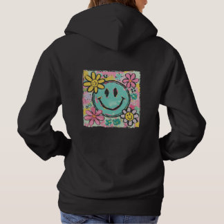 Retro-Smiley-Gesicht-Blume Hoodie