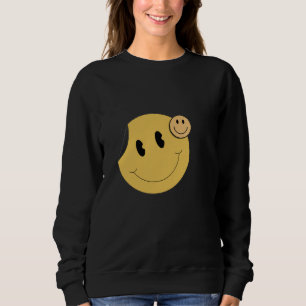 Retro-Smiley-Gesicht-Sweatshirt Cute Senfgelb-Lä Sweatshirt