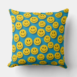 Retro-Smiley werfen Kissen - blau