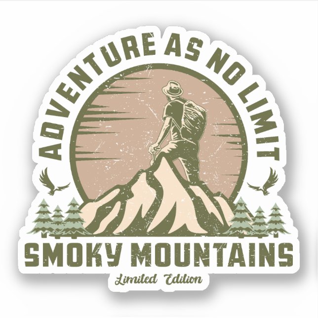 Retro Smoky Mountain Wanderung Aufkleber (Vorderseite)
