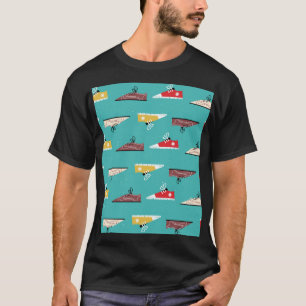 Retro-Sneakers: Vintages nahtloses Muster. T-Shirt