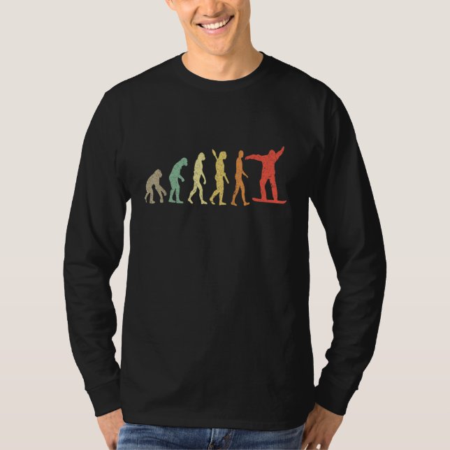 Retro-Snowboard-Evolution Lustiger Snowboarder-Gew T-Shirt (Vorderseite)
