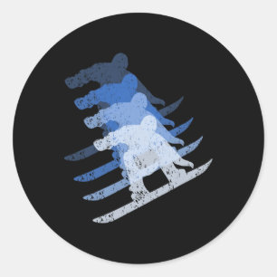 Retro-Snowboard-Geschenk Snowboarder T-Shirt Vinta Runder Aufkleber