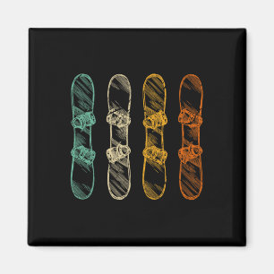 Retro Snowboard Snowboarden Magnet