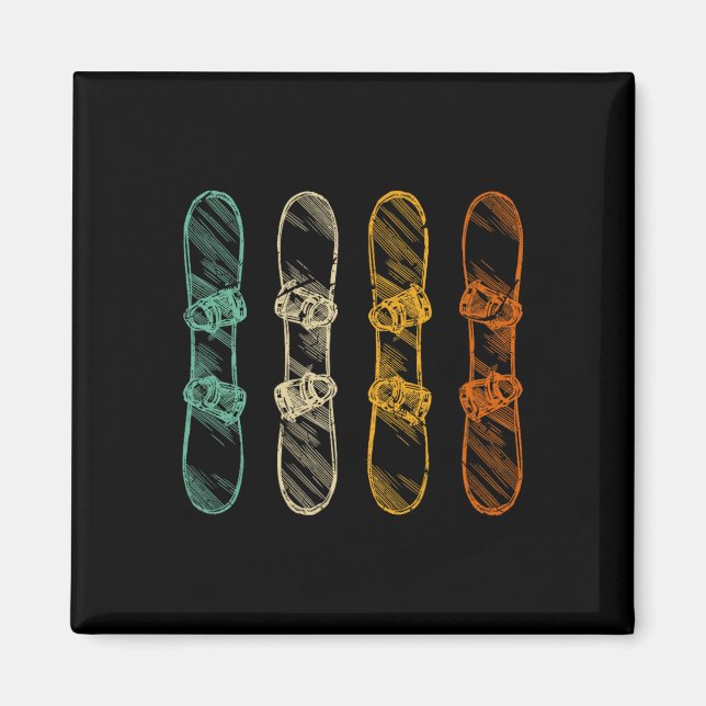 Retro Snowboard Snowboarden Magnet (Vorne)