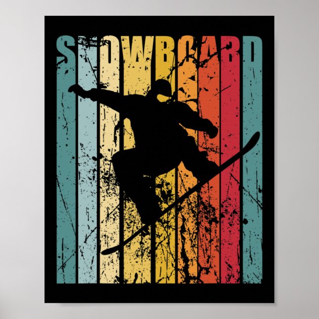 Retro Snowboard Snowboarden Skiurlaub Snowboar Poster (Vorne)