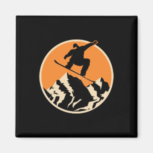Retro Snowboard Snowboarder Geschenke Snowboarden Magnet