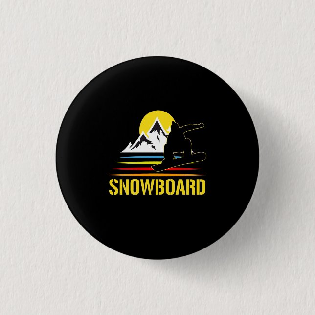 Retro-Snowboard Vintag Button (Vorderseite)