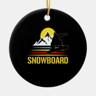 Retro-Snowboard Vintag Keramik Ornament