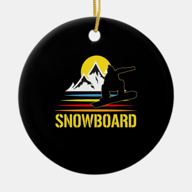 Retro-Snowboard Vintag Keramik Ornament (Vorne)