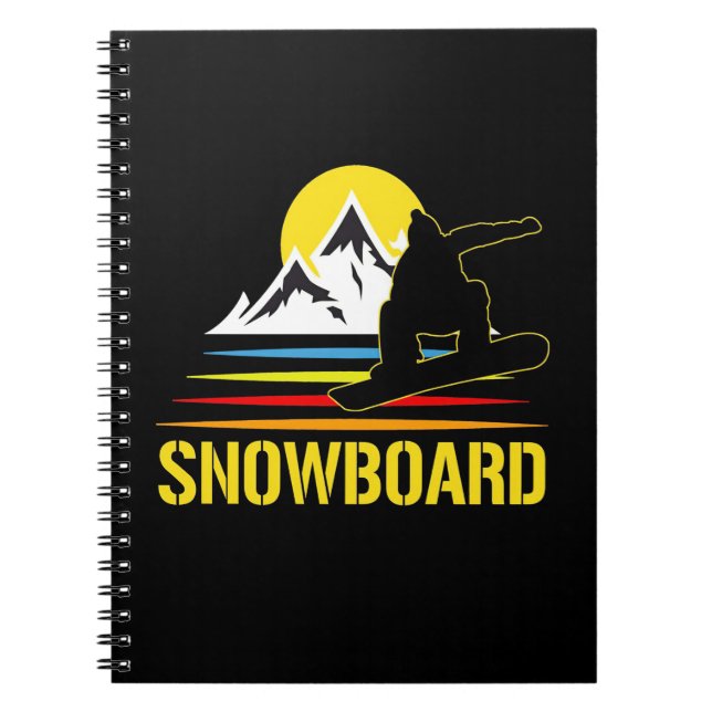 Retro-Snowboard Vintag Notizblock (Vorderseite)
