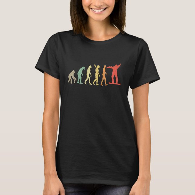 Retro-Snowboarden Evolution Lustiger Snowboarder G T-Shirt (Vorderseite)