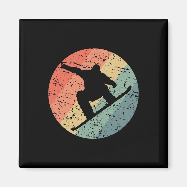 Retro Snowboarden Skifahren Schnee Winter Sport Sn Magnet (Vorne)