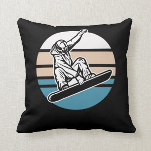 Retro-Snowboarden Sprung Snowboarder Wintersport Kissen