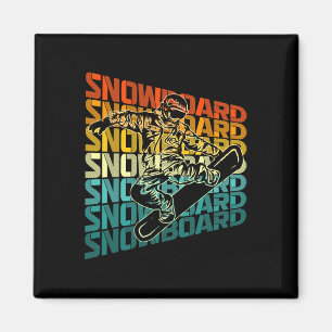 Retro-Snowboarden Wintersport Vintage-Design Schne Magnet