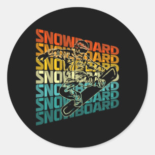 Retro-Snowboarden Wintersport Vintage-Design Schne Runder Aufkleber