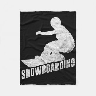 Retro Snowboarder Silhouette Snowboarder Fleecedecke