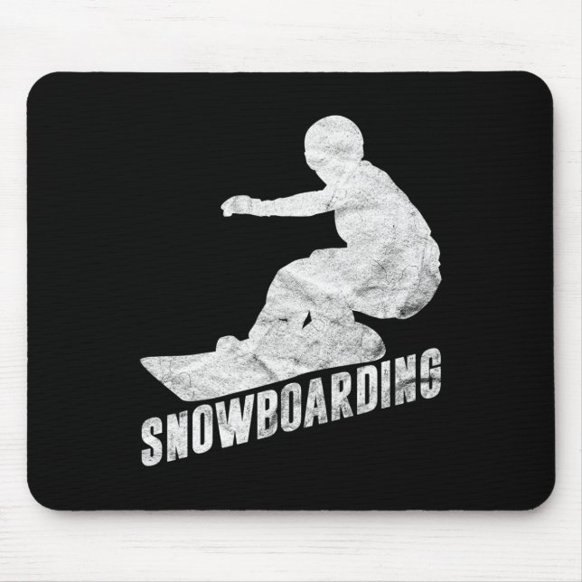 Retro Snowboarder Silhouette Snowboarder Mousepad (Vorne)