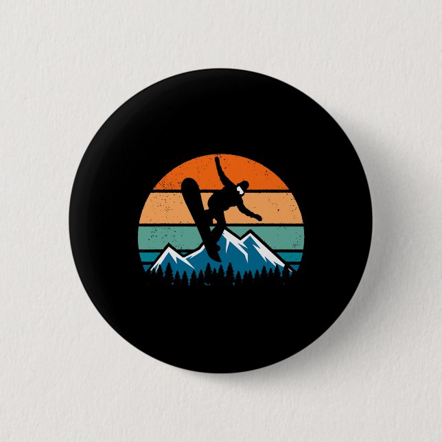 Retro Snowboarder Snowboarder Männer Frauen Kinder Button (Vorderseite)