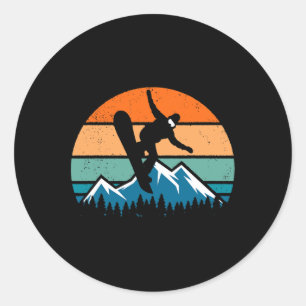 Retro Snowboarder Snowboarder Männer Frauen Kinder Runder Aufkleber