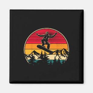 Retro Snowboarder Sunset Design Wintersportschnee Magnet