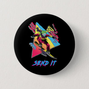 Retro Snowboarding Adventure Graphic Send It Button