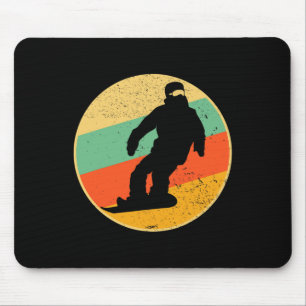 Retro Snowboarding Design Vintag Snowboarder 70er Mousepad