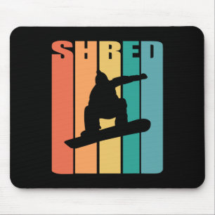 Retro Snowboarding Shirt Shred Snowboarder Geschen Mousepad