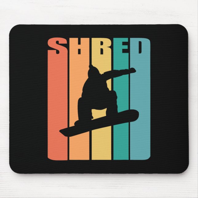 Retro Snowboarding Shirt Shred Snowboarder Geschen Mousepad (Vorne)