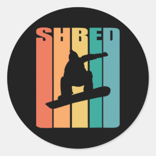 Retro Snowboarding Shirt Shred Snowboarder Geschen Runder Aufkleber