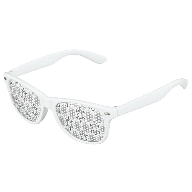 Retro Snowflake Schwarz-Weiß-Blüte Partybrille (Schrägansicht)