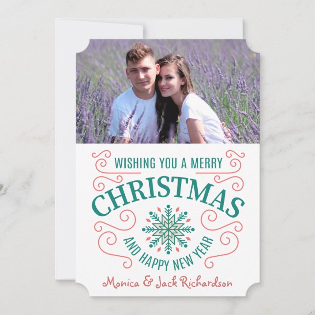 Retro Snowflake Swirt Fotovorlage Weihnachten (Vorderseite)