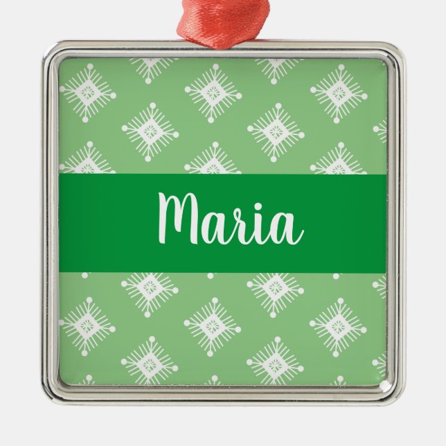 Retro Snowflakes Design Weihnachten Gegenwart Ornament Aus Metall (Vorne)