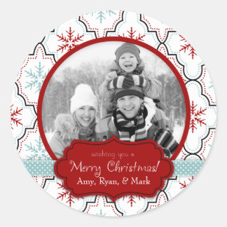 Retro Snowflakes Foto Sticker B2