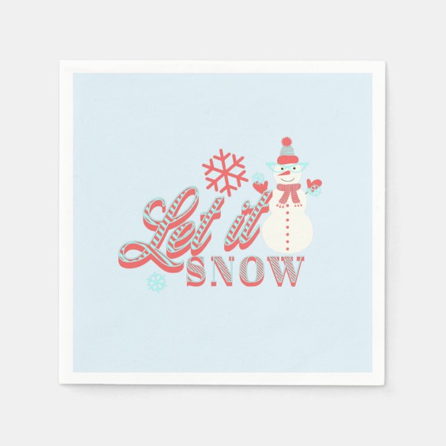 Retro Snowman Lass es Schnee Weihnachten Serviette (Vorderseite)