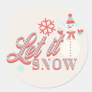 Retro Snowman Let it Snow Christmas Classic Round Runder Aufkleber