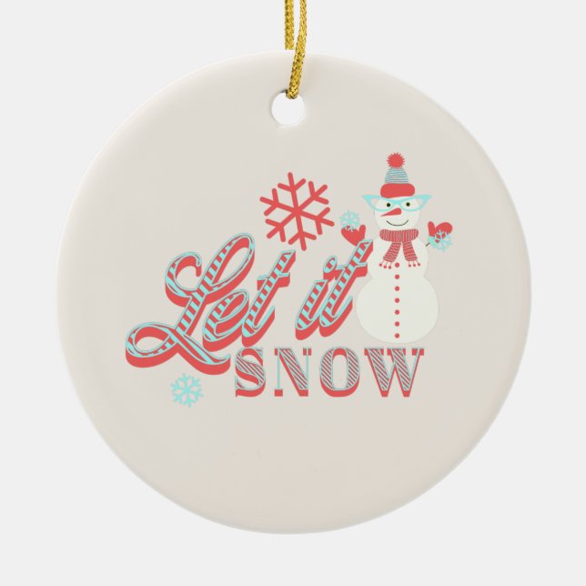 Retro Snowman Let it Snow Weihnachten Keramik Orna Keramik Ornament (Vorne)