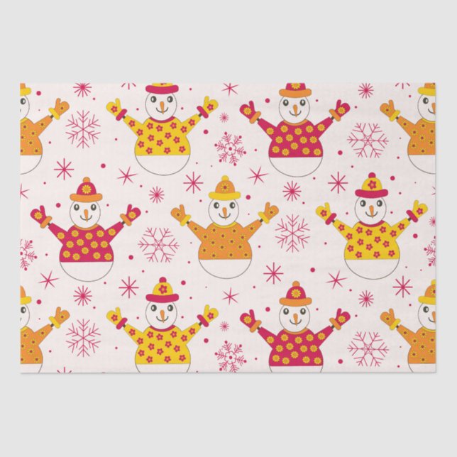 Retro Snowman mit Blume Pullover und Schneeflocken Seidenpapier (Vorderseite)