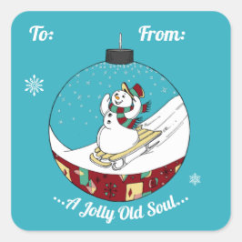 Retro Snowman Quadratischer Aufkleber